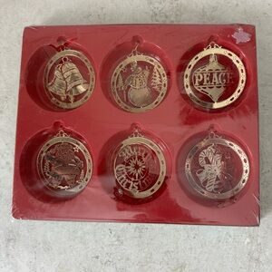 House of Lloyd Vintage Brass Filagree 3D Christmas Tree Ornaments New Set Of 6